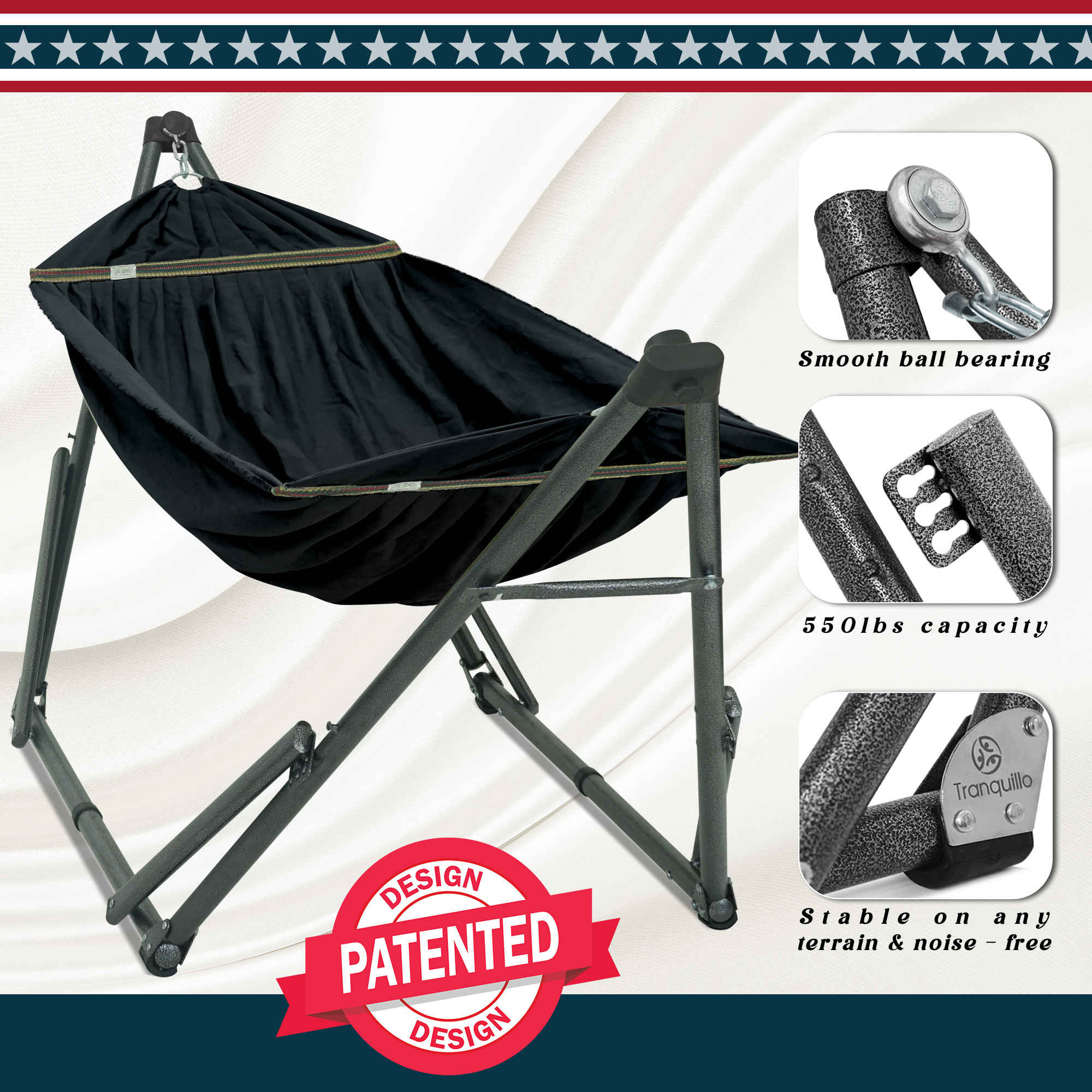 Tranquillo Uniki Canvas Hammock with Stand
