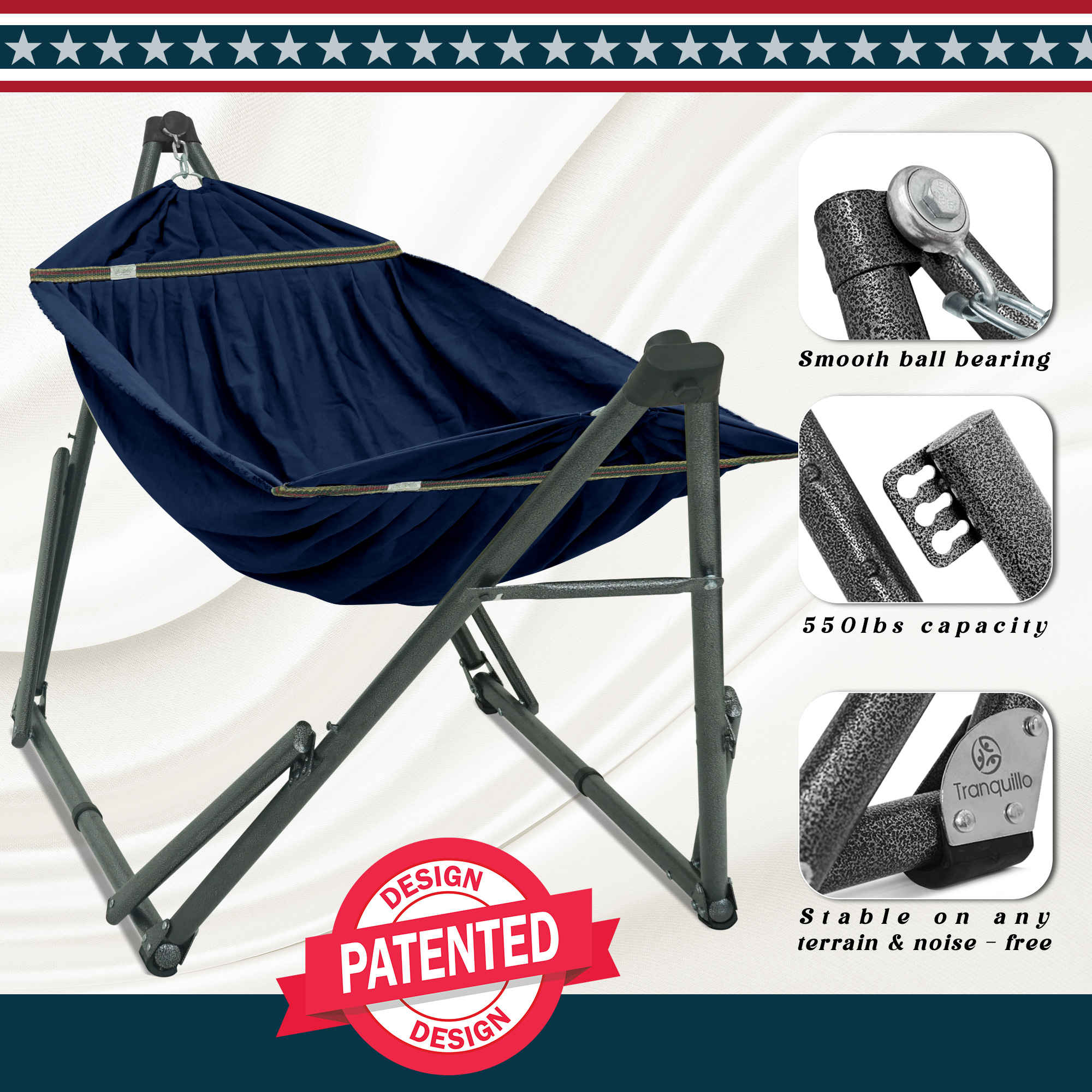 Tranquillo Uniki Canvas Hammock with Stand