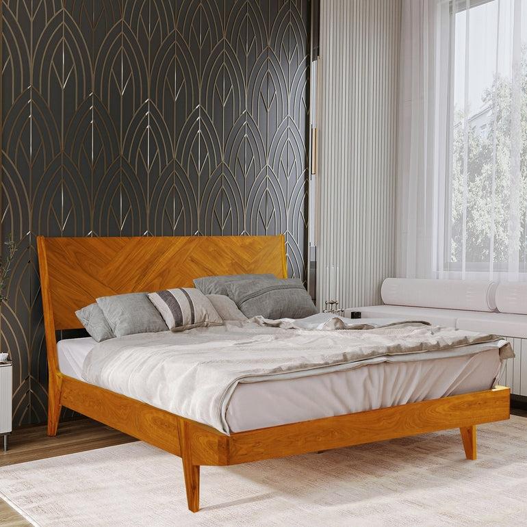 Rorns Gazelle Platform Bed Frame With Headboard