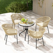 Patio Chairs Set of 4 with Curved Backrest and Seat Cushion