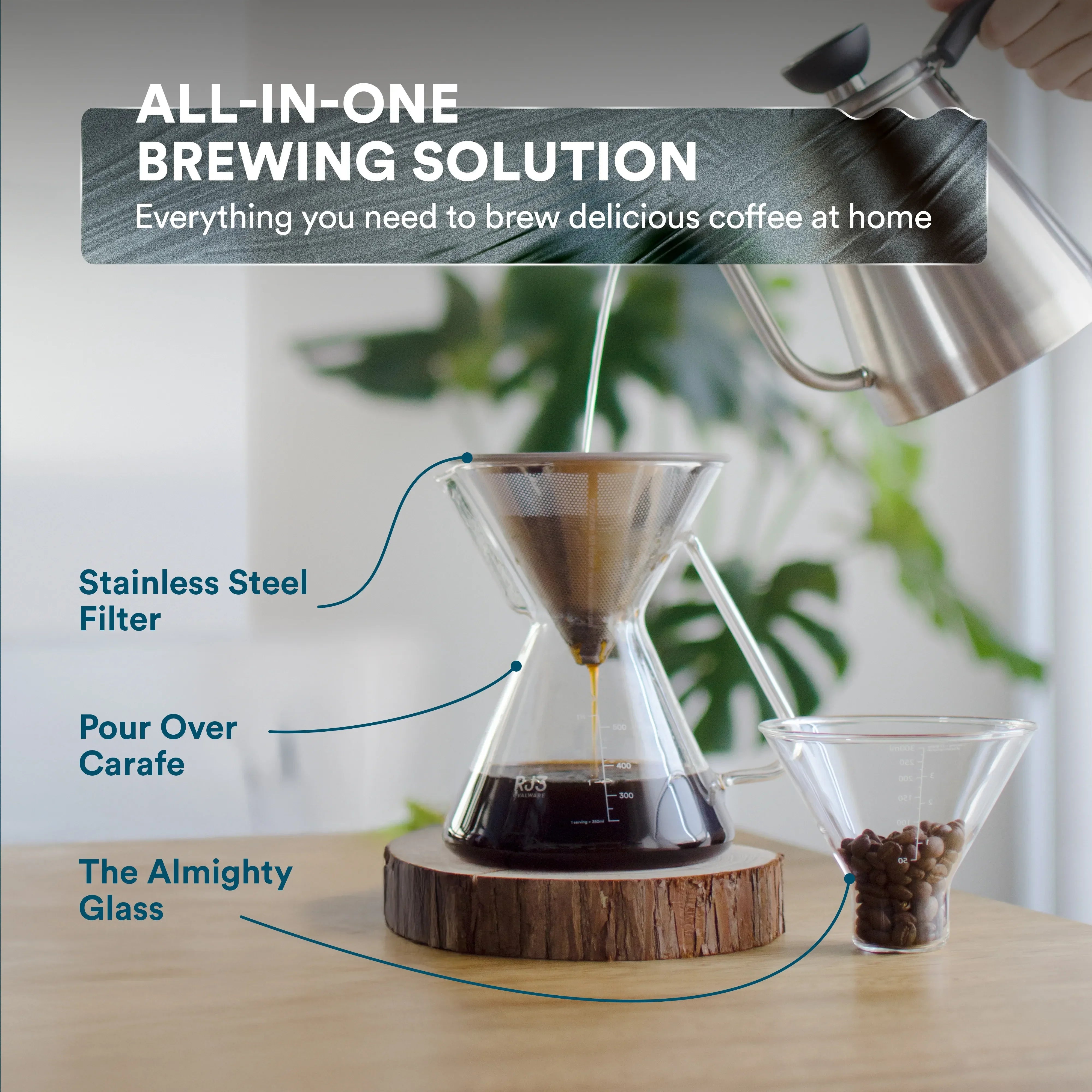 Pour Over Coffee Maker with Filter