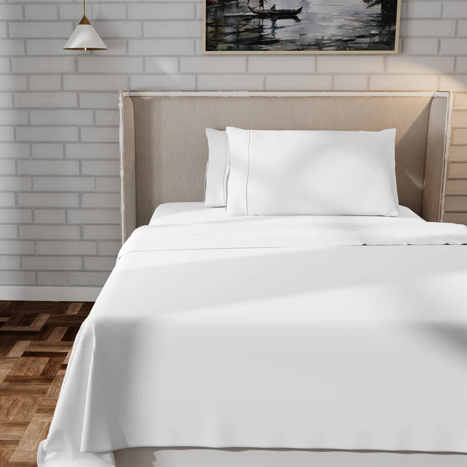 Queen Size, White, Organic Cotton Sheet Set