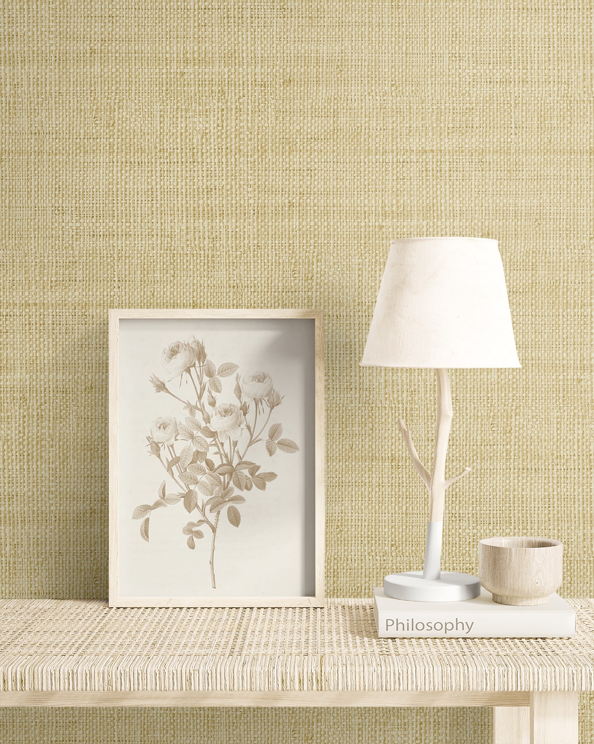 Raffia Wild Bind Faux Weave Embossed Vinyl Unpasted Wallpaper