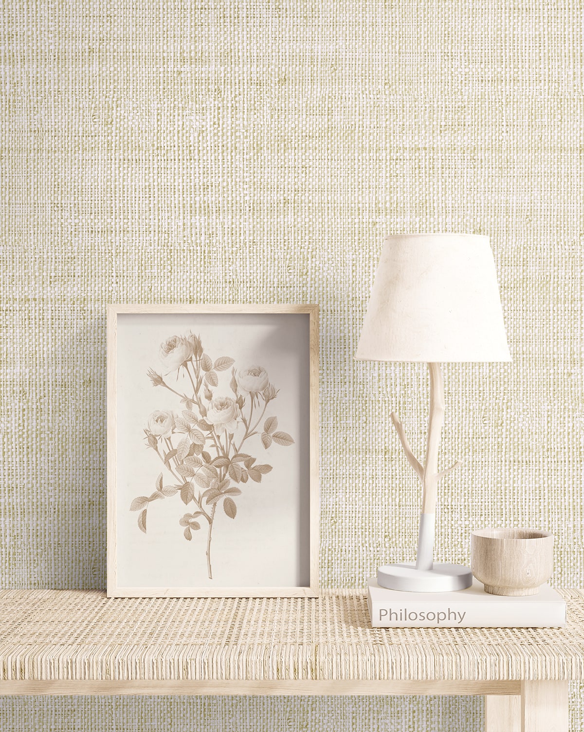 Raffia Wild Bind Faux Weave Embossed Vinyl Unpasted Wallpaper