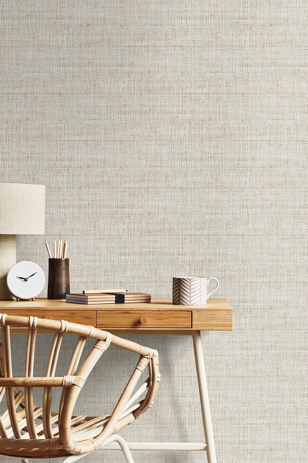 Raffia Wild Bind Faux Weave Embossed Vinyl Unpasted Wallpaper