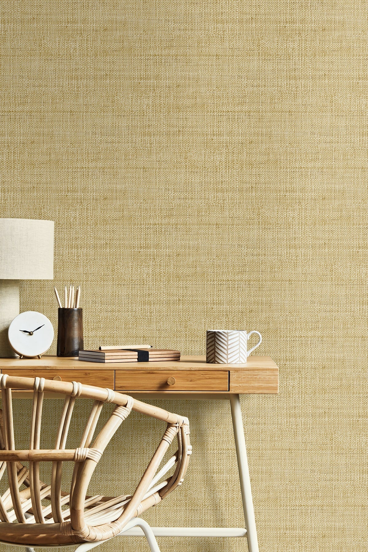 Raffia Wild Bind Faux Weave Embossed Vinyl Unpasted Wallpaper