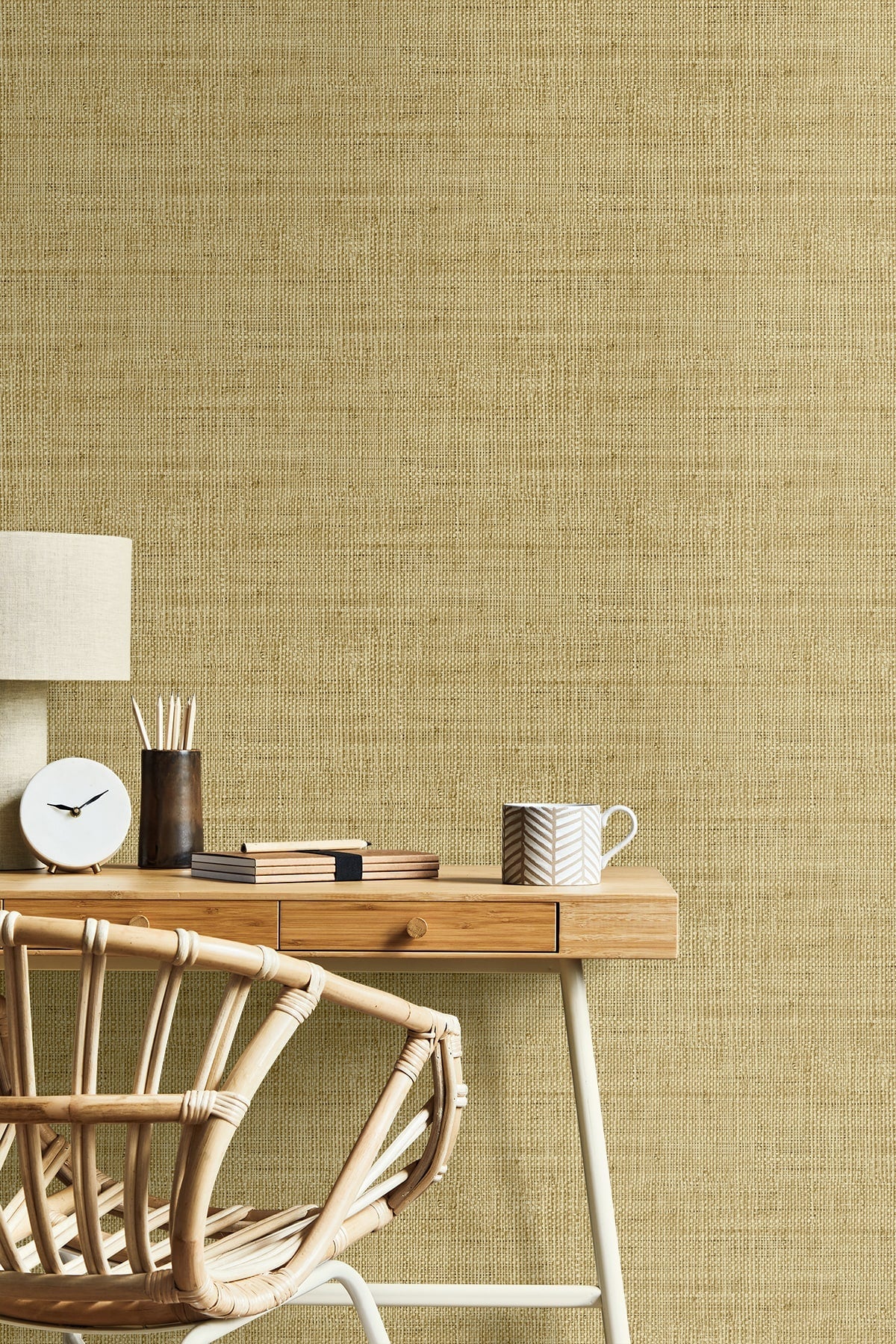 Raffia Wild Bind Faux Weave Embossed Vinyl Unpasted Wallpaper