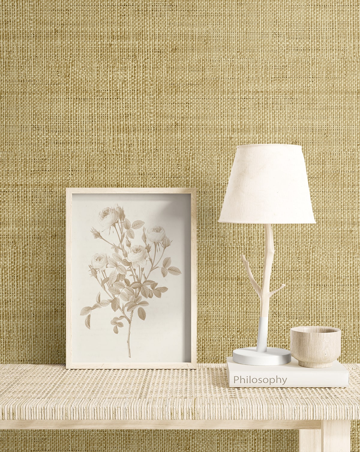 Raffia Wild Bind Faux Weave Embossed Vinyl Unpasted Wallpaper