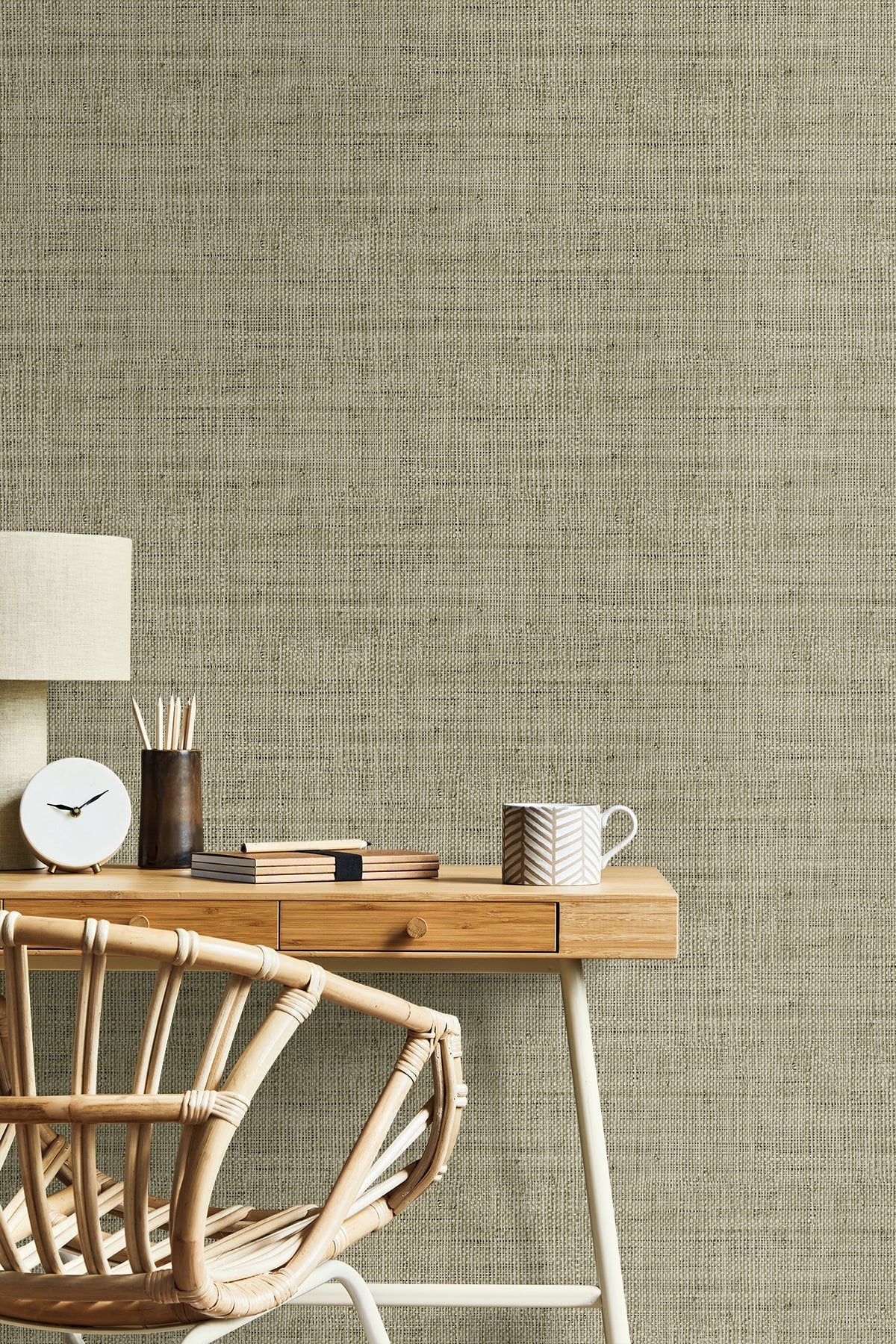 Raffia Wild Bind Faux Weave Embossed Vinyl Unpasted Wallpaper