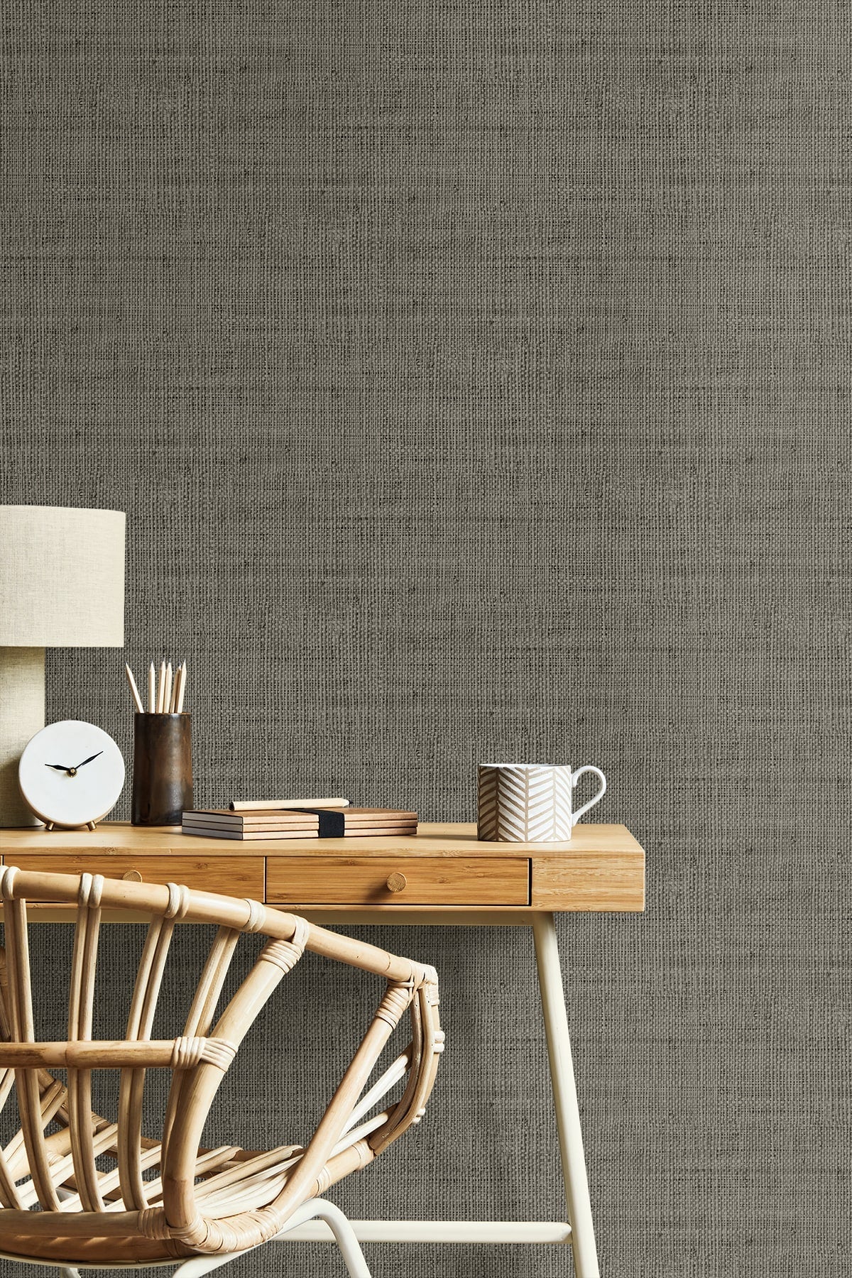 Raffia Wild Bind Faux Weave Embossed Vinyl Unpasted Wallpaper
