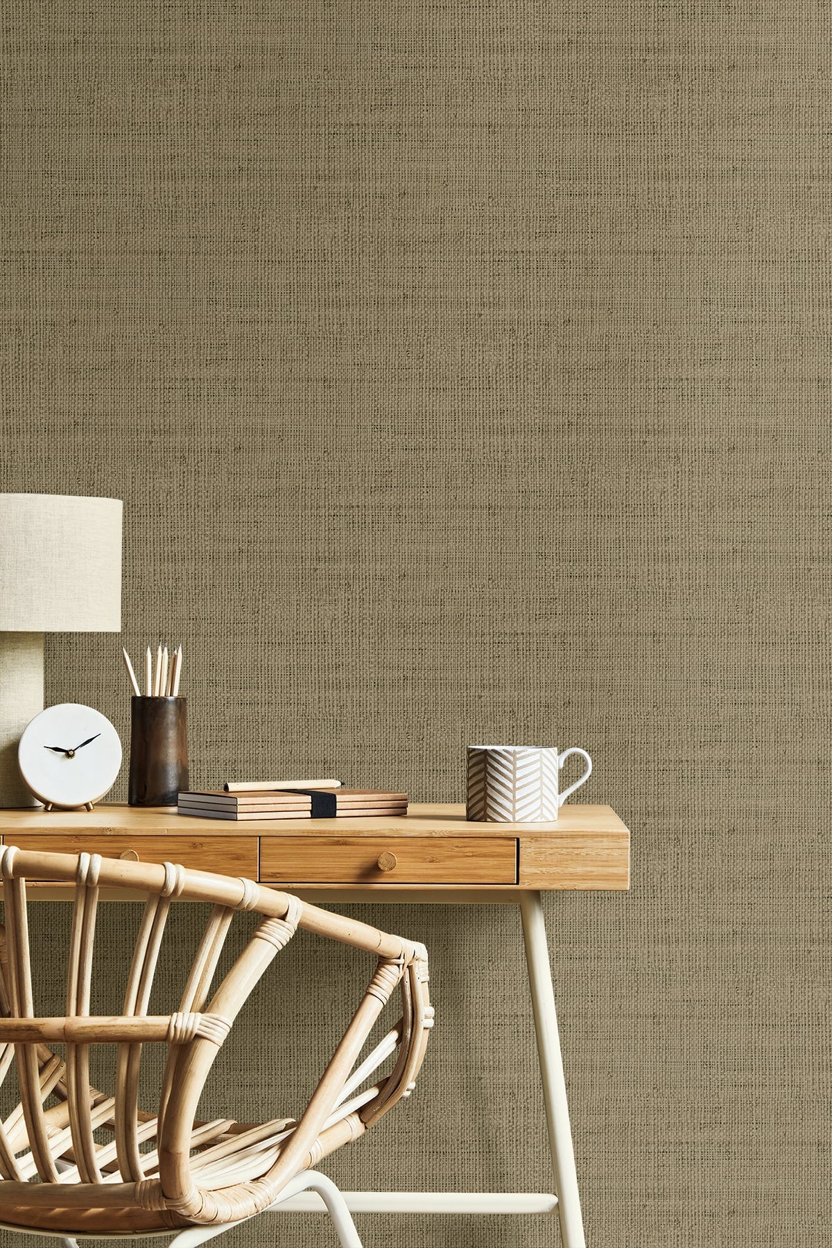 Raffia Wild Bind Faux Weave Embossed Vinyl Unpasted Wallpaper