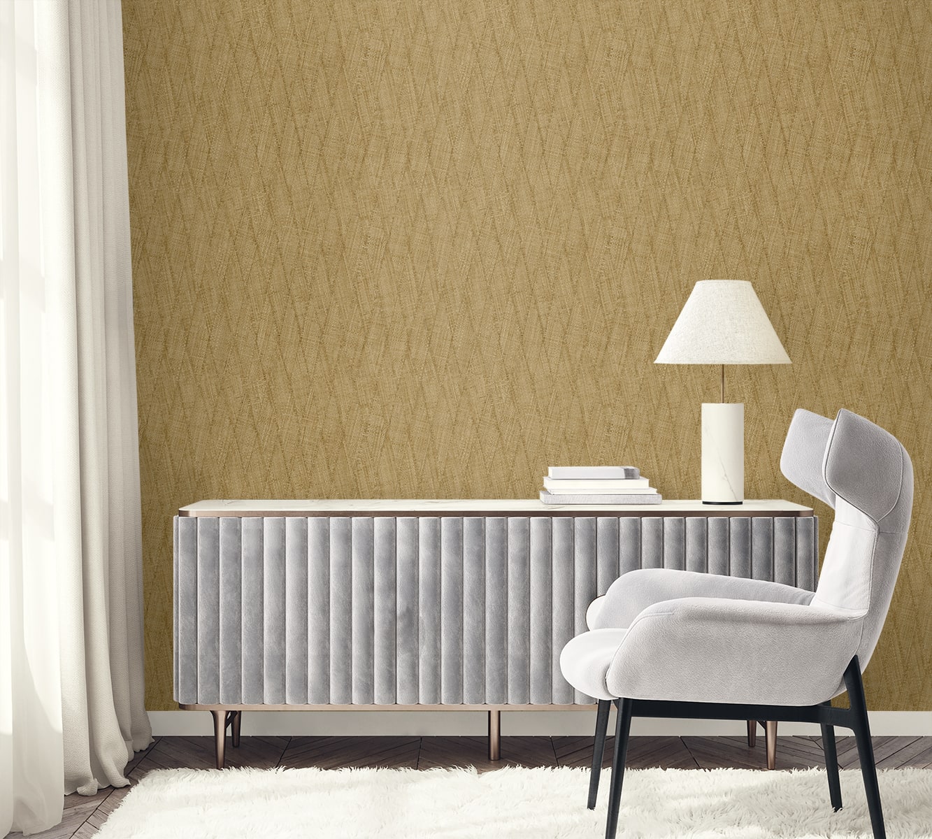 Raffia Sun Woven Embossed Vinyl Unpasted Wallpaper