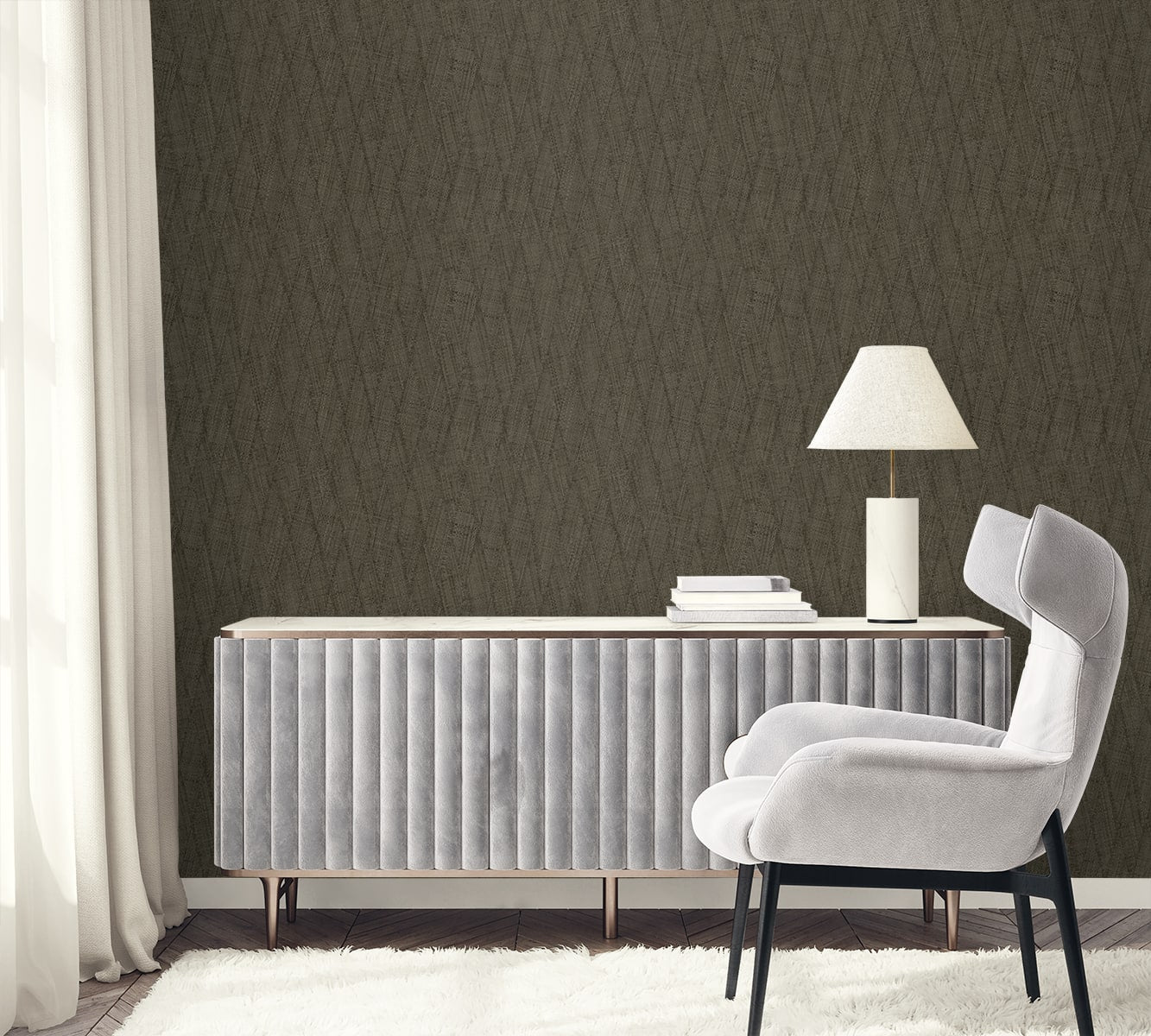 Raffia Sun Woven Embossed Vinyl Unpasted Wallpaper