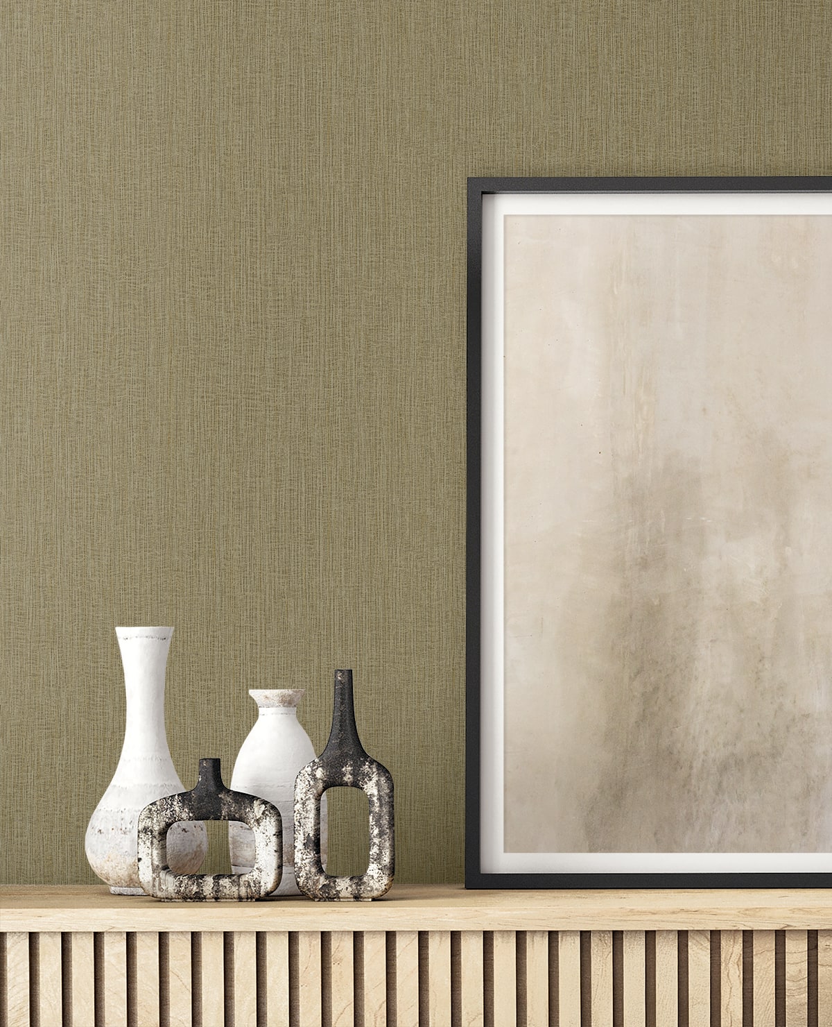 Raffia Natural Tether Embossed Vinyl Unpasted Wallpaper