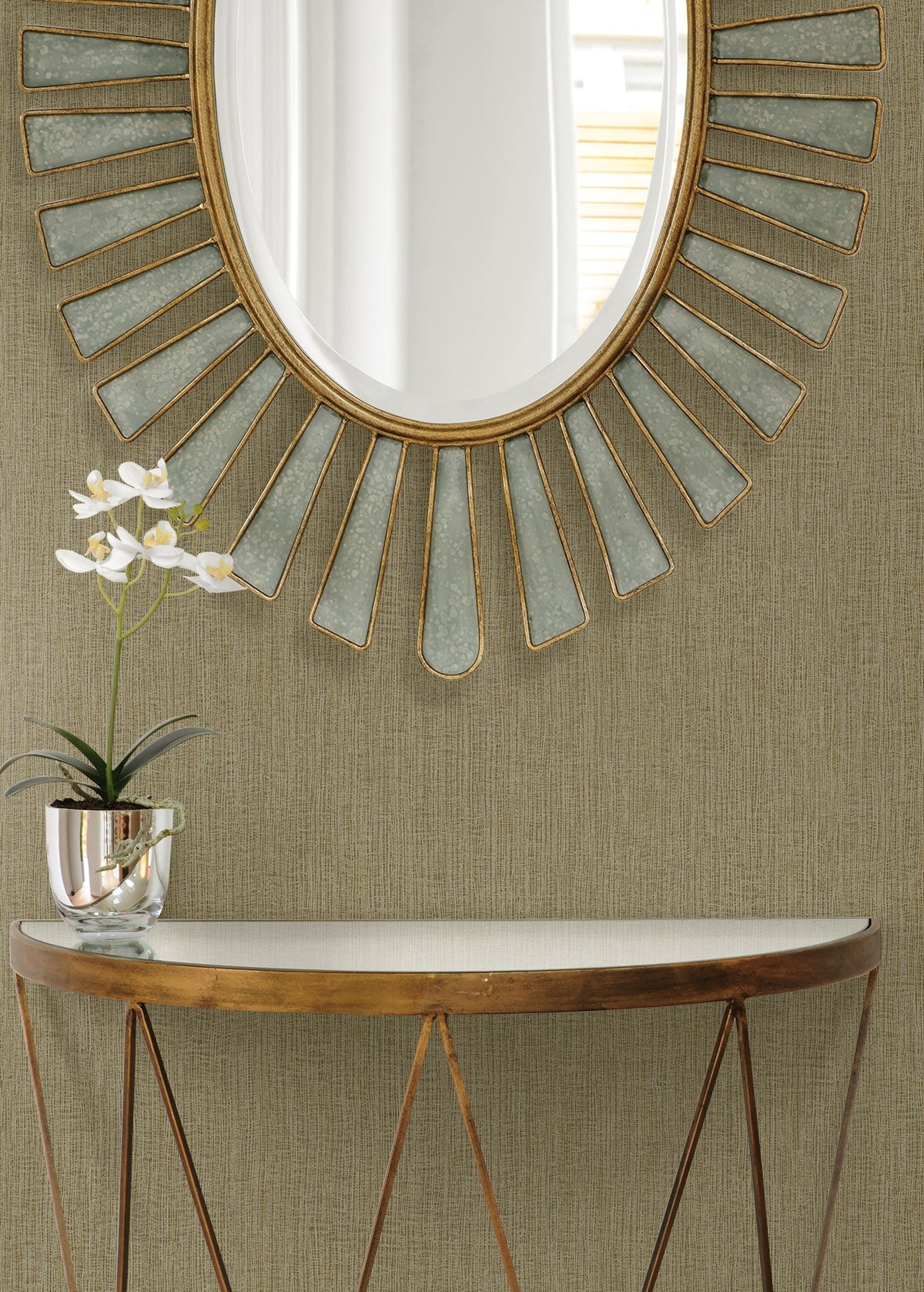 Raffia Natural Tether Embossed Vinyl Unpasted Wallpaper