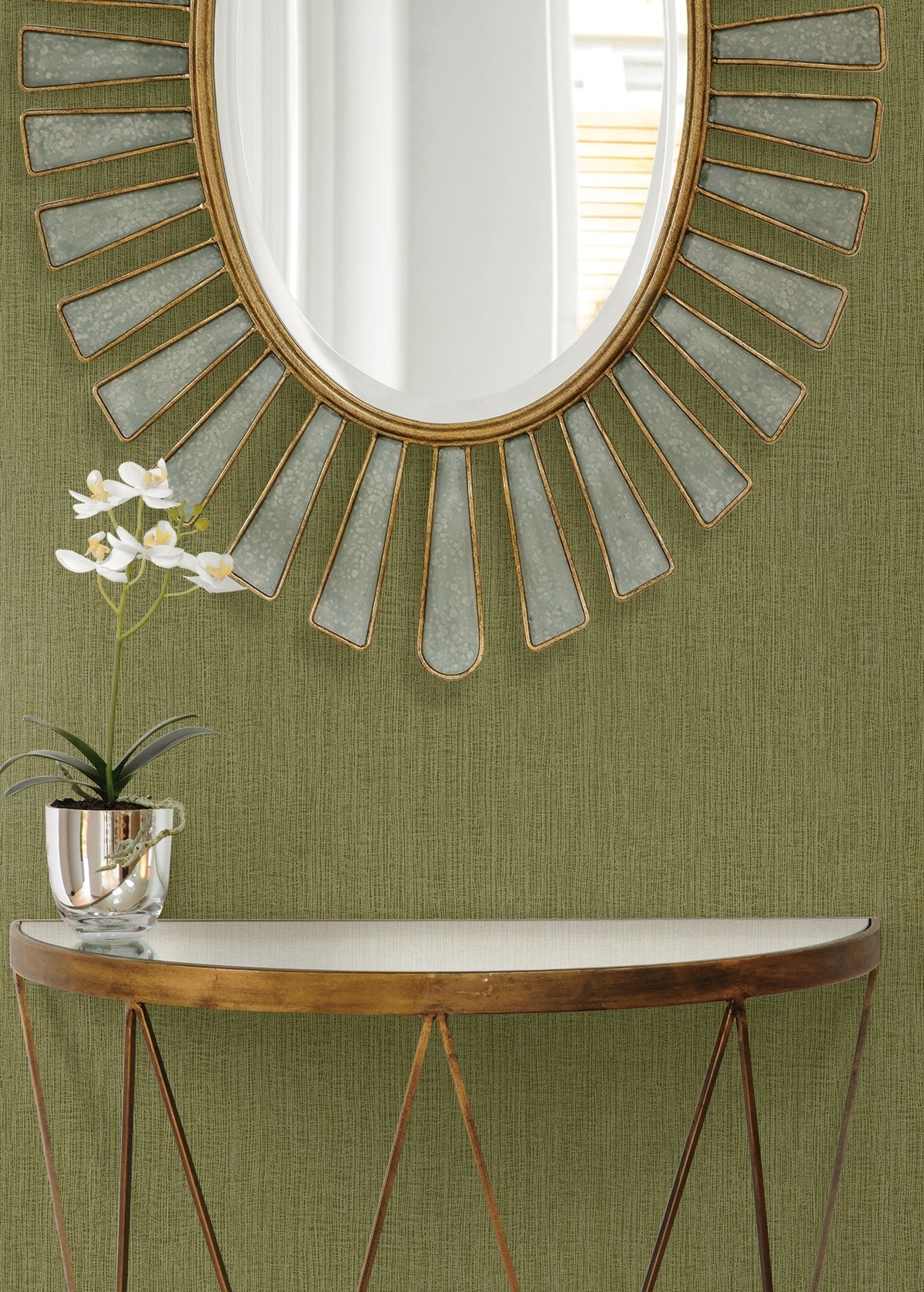 Raffia Natural Tether Embossed Vinyl Unpasted Wallpaper