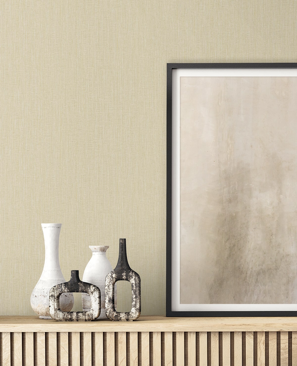 Raffia Natural Tether Embossed Vinyl Unpasted Wallpaper