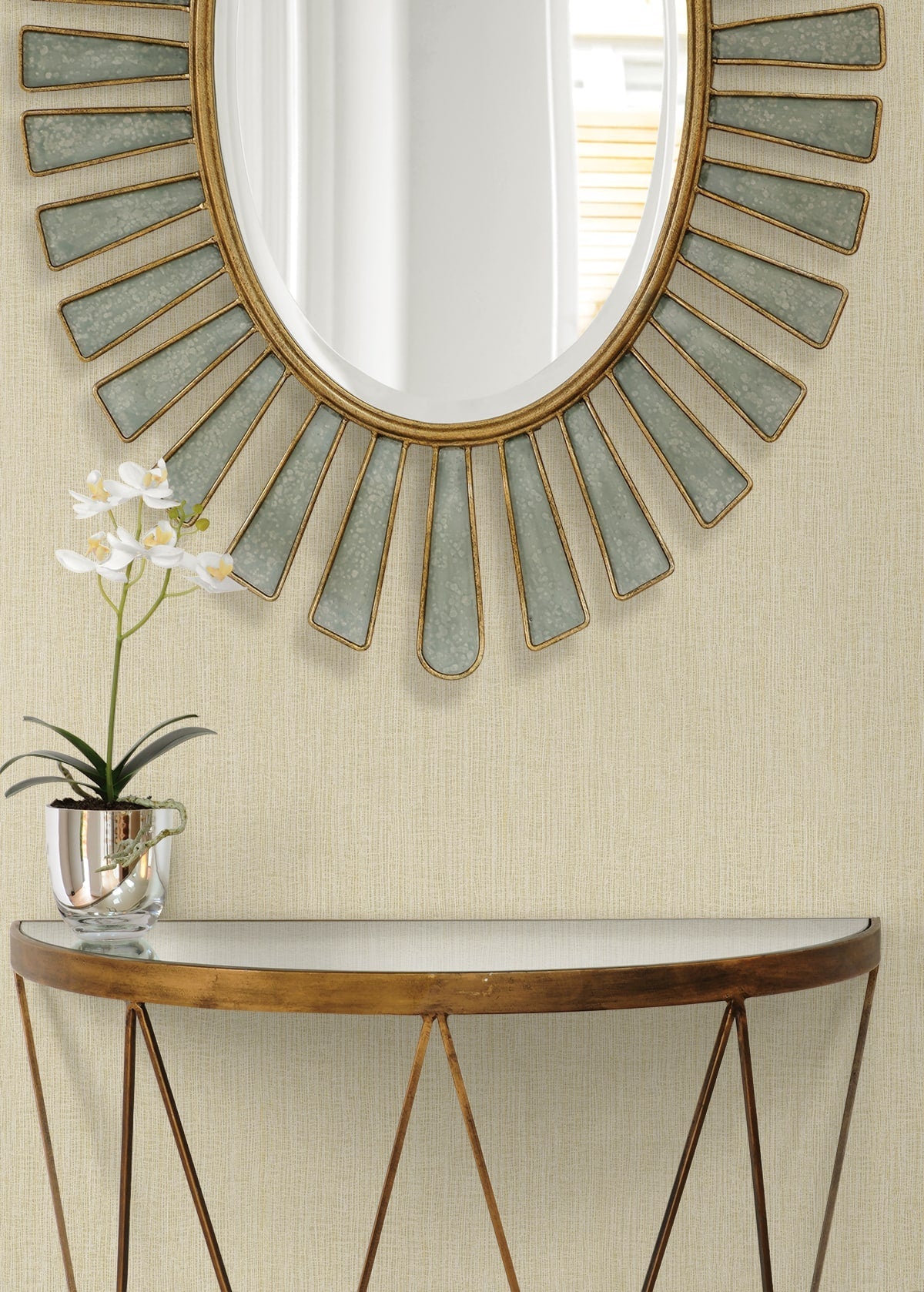 Raffia Natural Tether Embossed Vinyl Unpasted Wallpaper