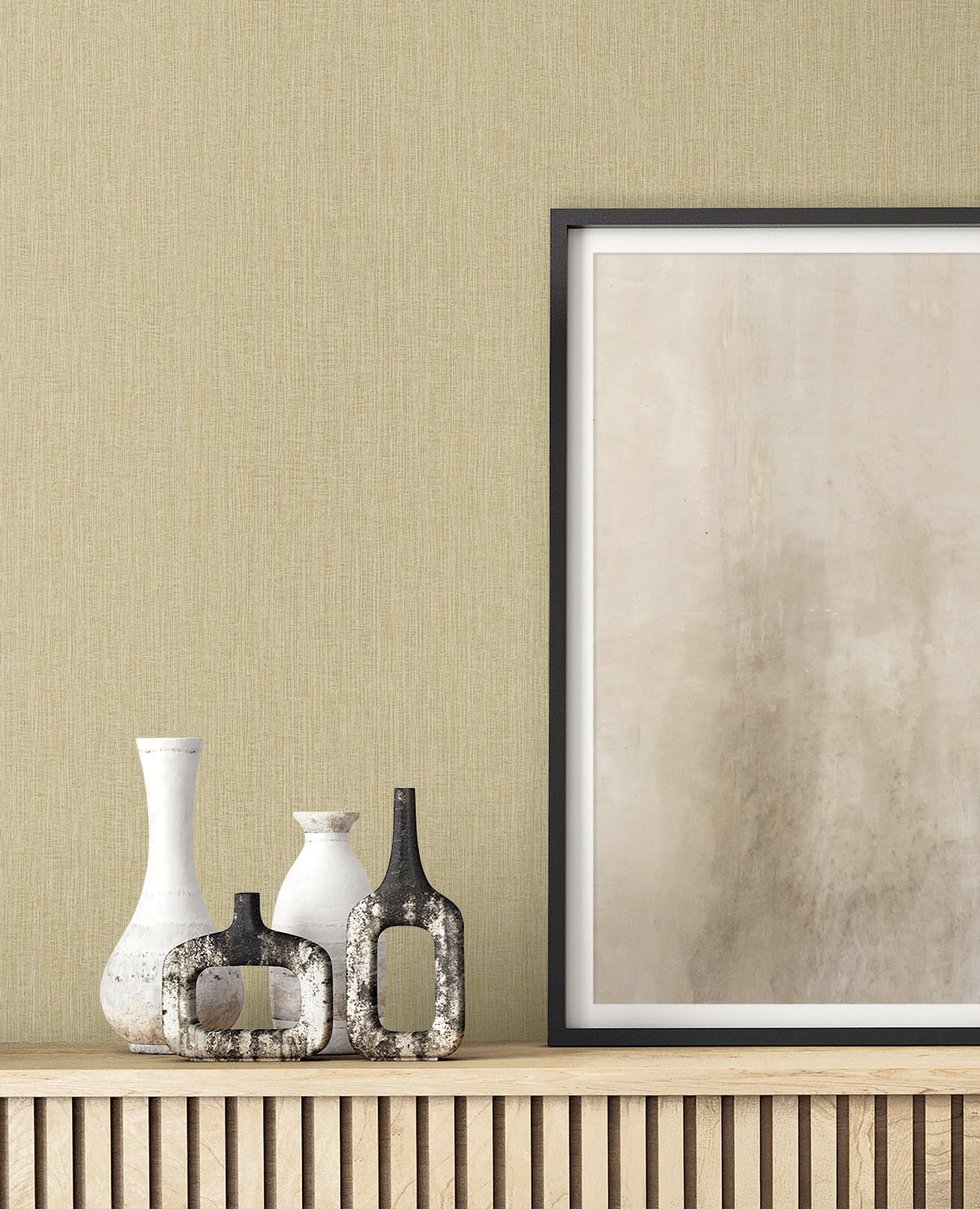 Raffia Natural Tether Embossed Vinyl Unpasted Wallpaper