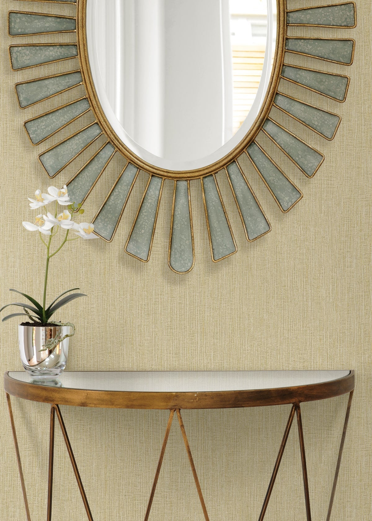 Raffia Natural Tether Embossed Vinyl Unpasted Wallpaper