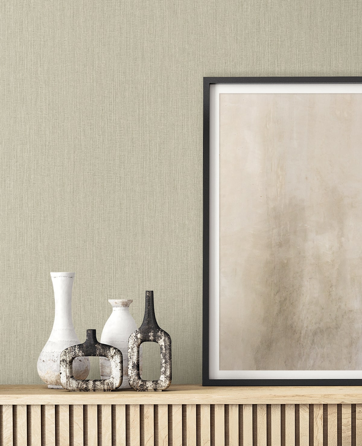 Raffia Natural Tether Embossed Vinyl Unpasted Wallpaper