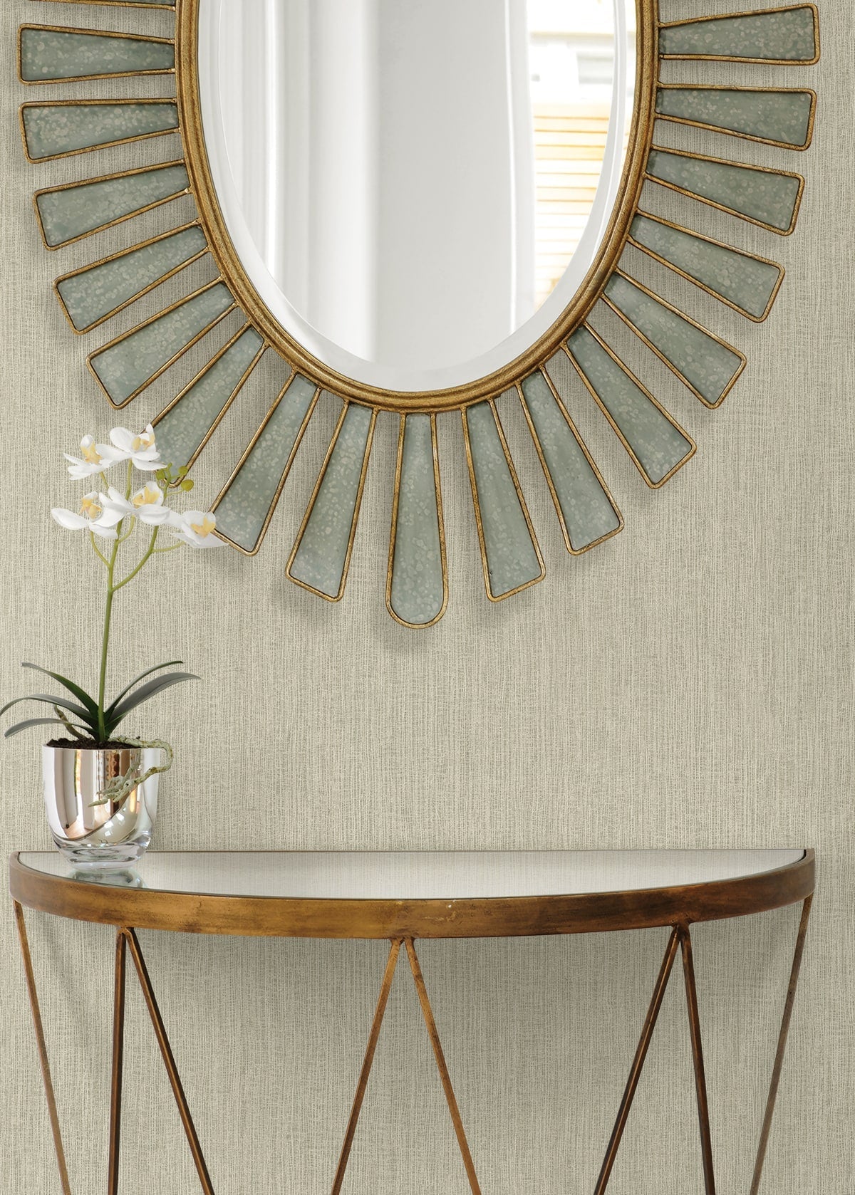 Raffia Natural Tether Embossed Vinyl Unpasted Wallpaper