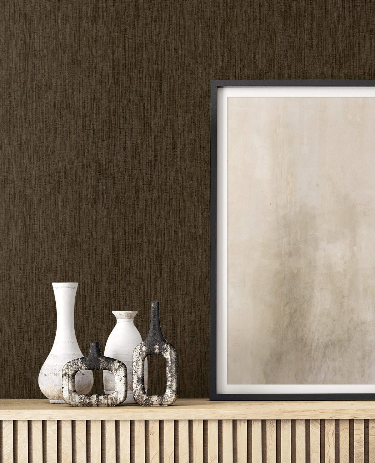 Raffia Natural Tether Embossed Vinyl Unpasted Wallpaper