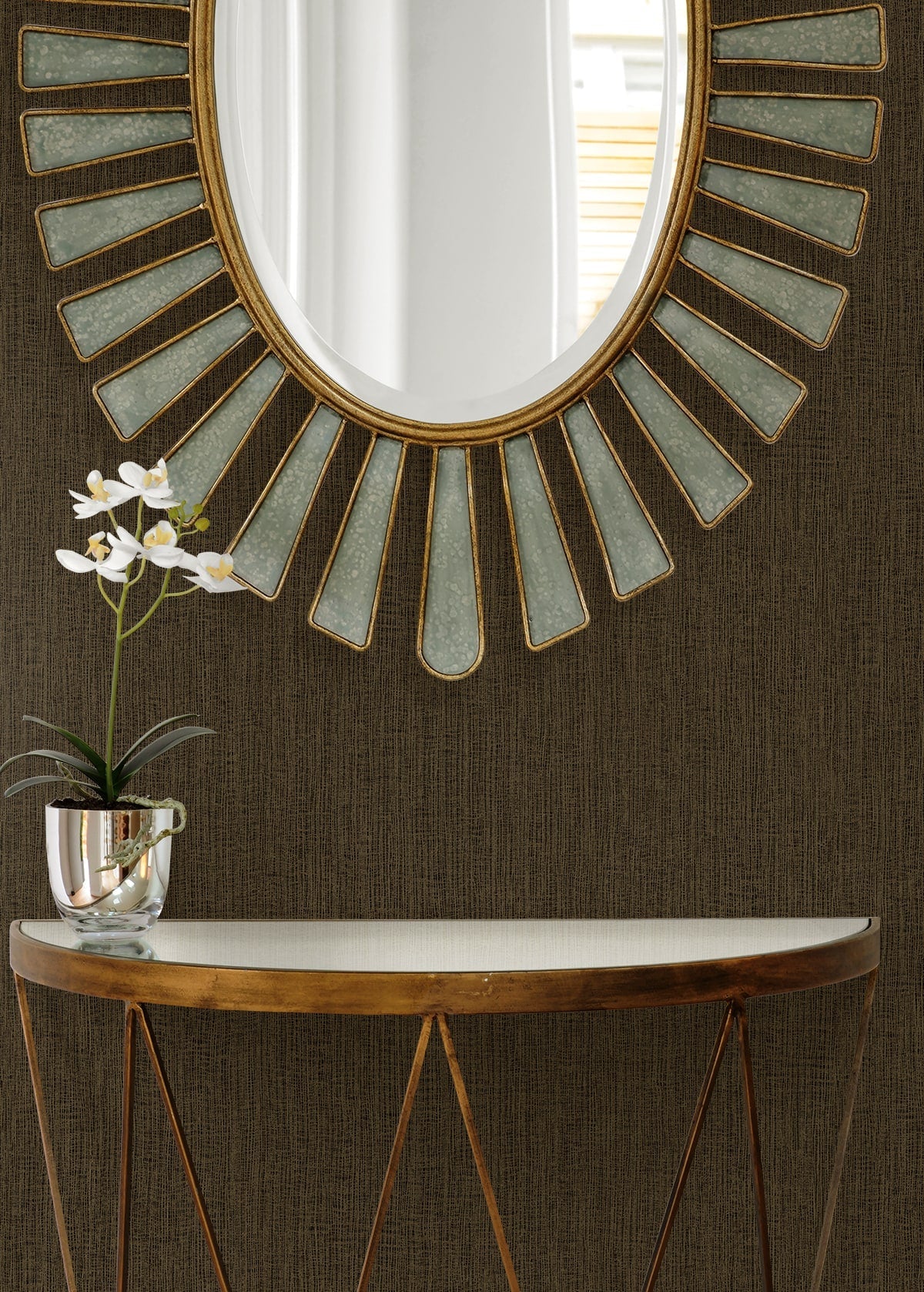 Raffia Natural Tether Embossed Vinyl Unpasted Wallpaper