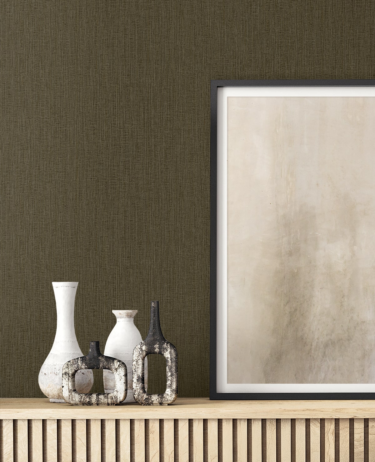 Raffia Natural Tether Embossed Vinyl Unpasted Wallpaper