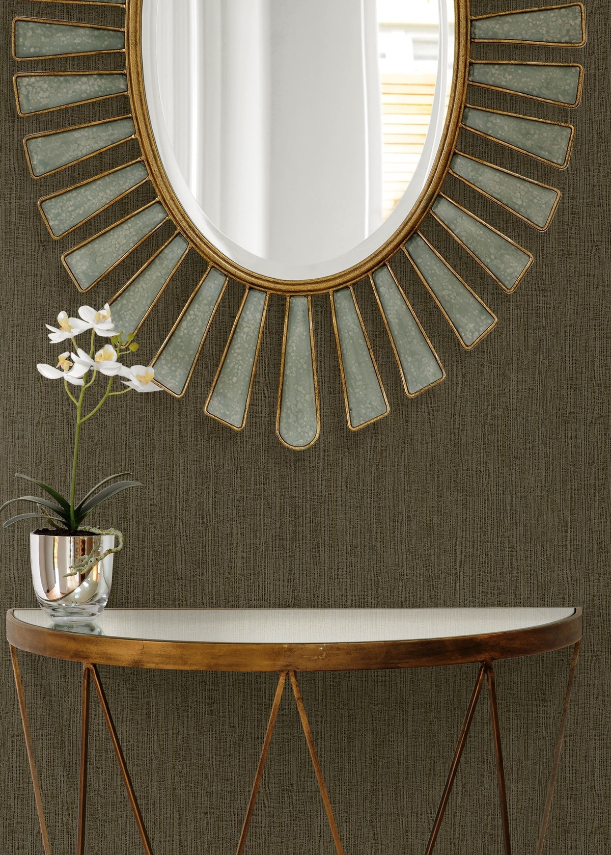Raffia Natural Tether Embossed Vinyl Unpasted Wallpaper