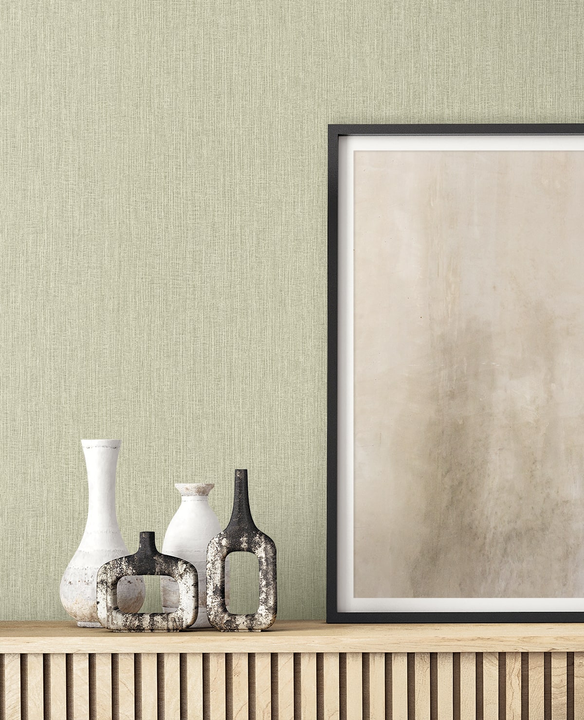 Raffia Natural Tether Embossed Vinyl Unpasted Wallpaper