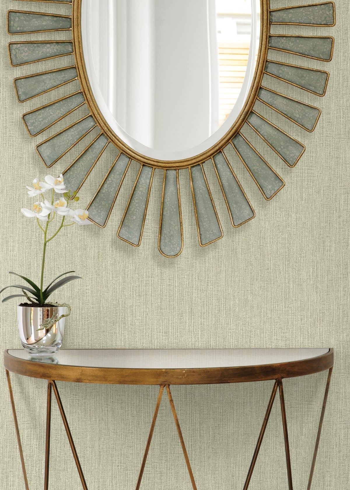Raffia Natural Tether Embossed Vinyl Unpasted Wallpaper