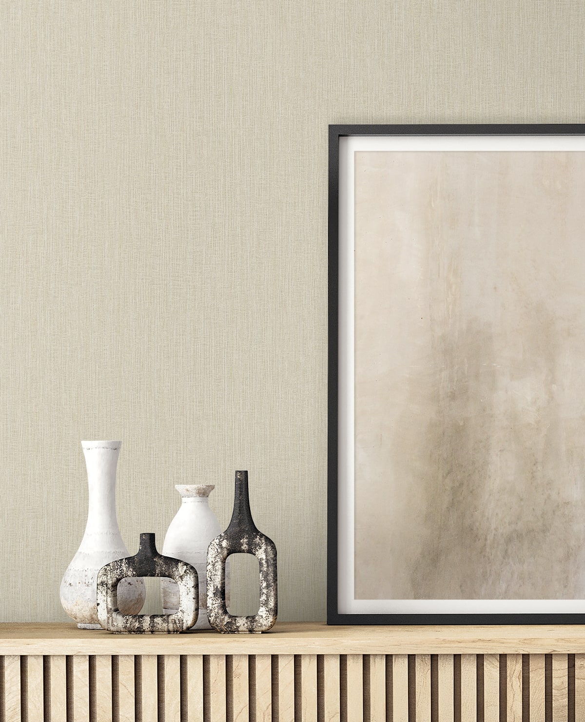 Raffia Natural Tether Embossed Vinyl Unpasted Wallpaper