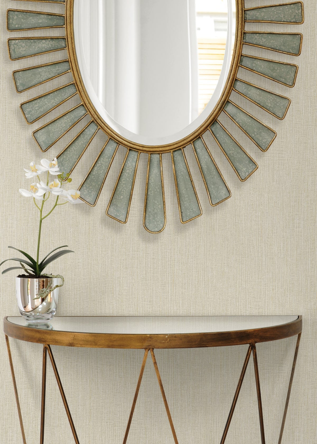 Raffia Natural Tether Embossed Vinyl Unpasted Wallpaper
