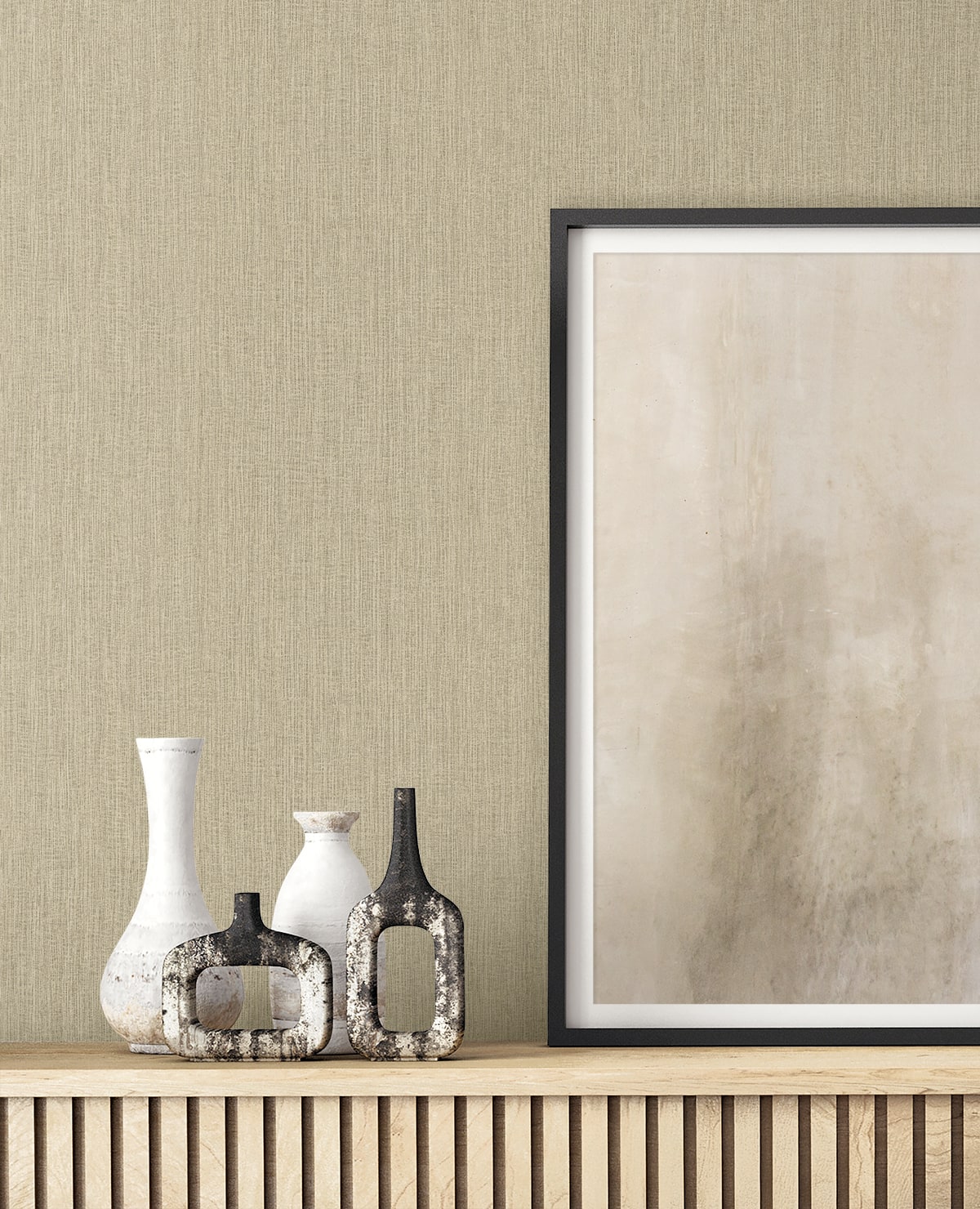 Raffia Natural Tether Embossed Vinyl Unpasted Wallpaper