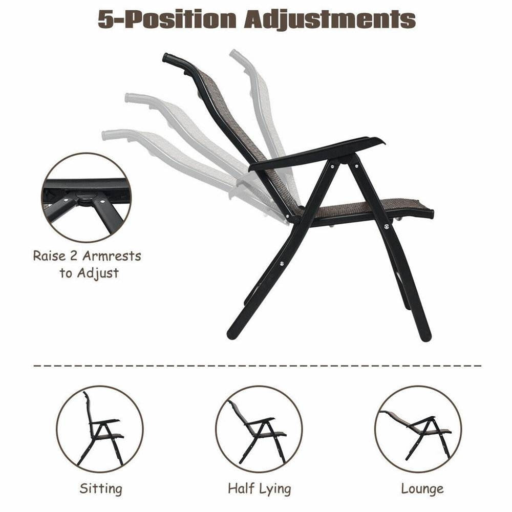 Outdoor, Dark Brown Rattan Folding Patio Chair