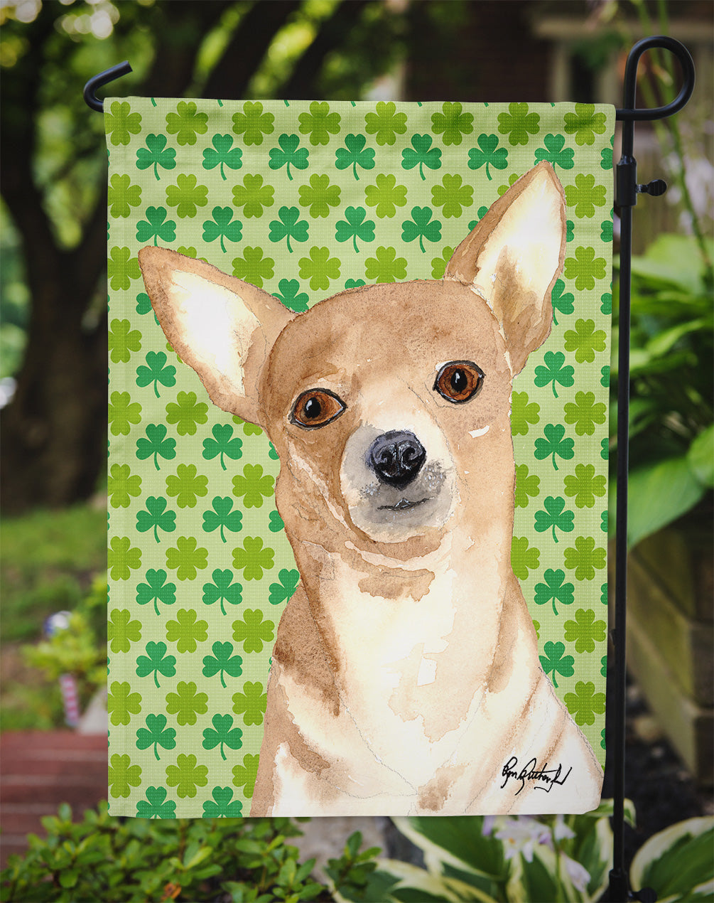 Chihuahua St Patrick's Day Garden Flag