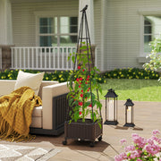 Raised Garden Bed Adjustable with Plant Box & Trellis with Lockable Wheels