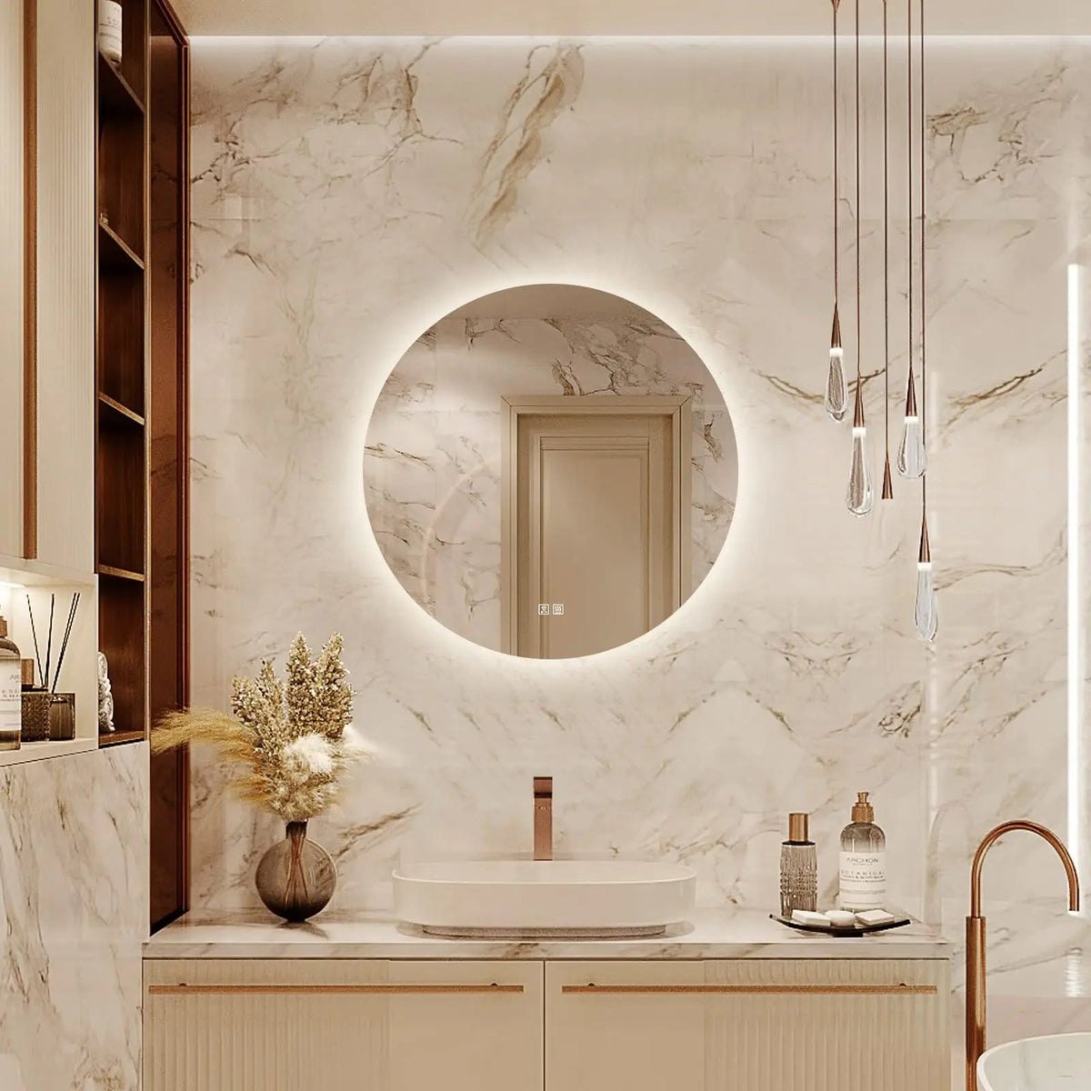 Round Backlit LED Vanity Mirrors With Dimmable Lights