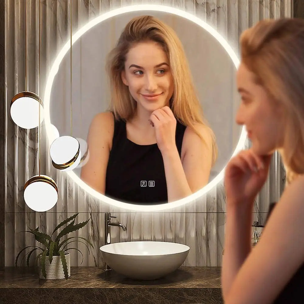 Round Backlit LED Vanity Mirrors With Dimmable Lights