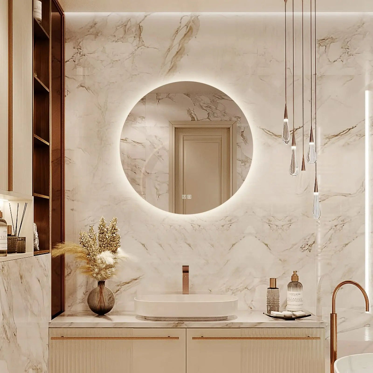 Round Backlit LED Vanity Mirrors With Dimmable Lights