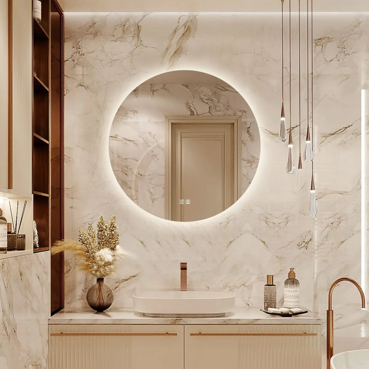 Round Backlit LED Vanity Mirrors With Dimmable Lights