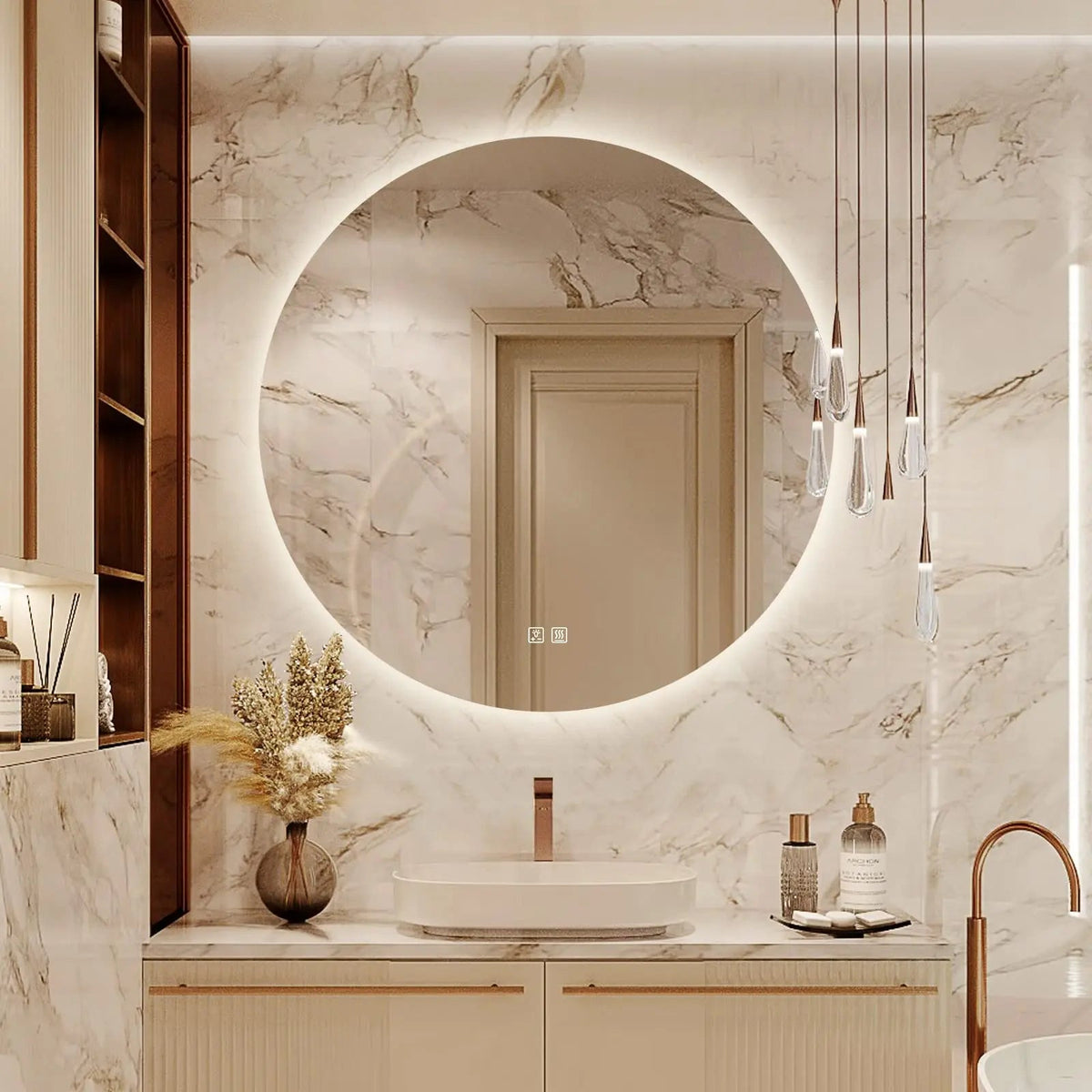 Round Backlit LED Vanity Mirrors With Dimmable Lights