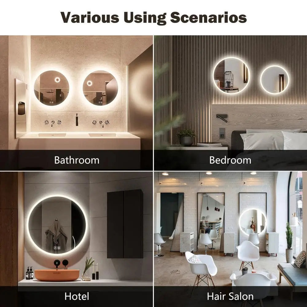 Round LED Bathroom, Vanity Mirror With Dimmable Lights
