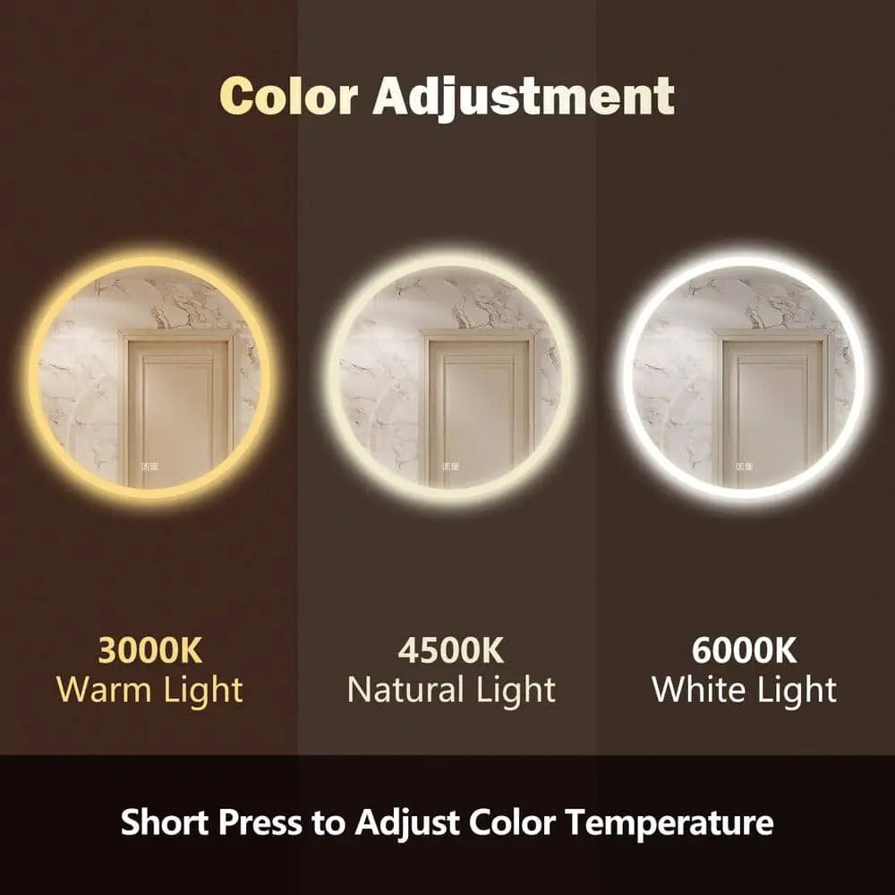 Round LED Bathroom, Vanity Mirror With Dimmable Lights