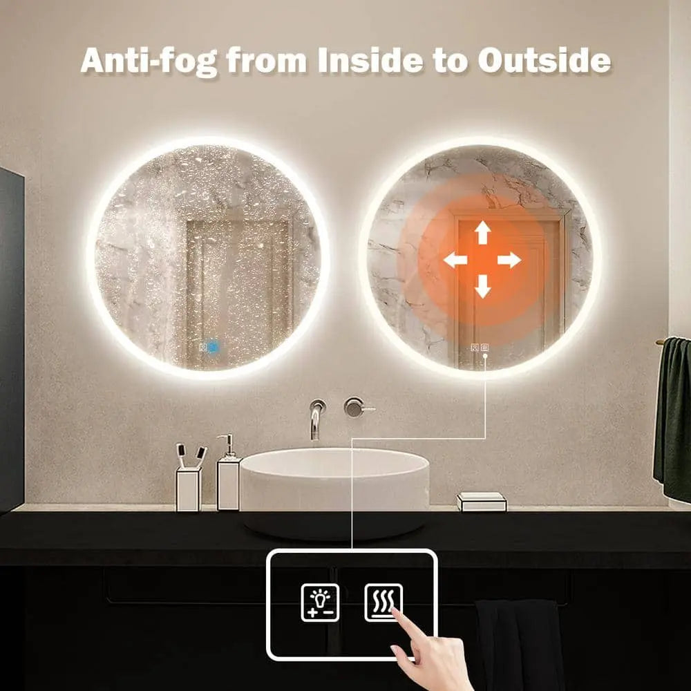 Round LED Bathroom, Vanity Mirror With Dimmable Lights