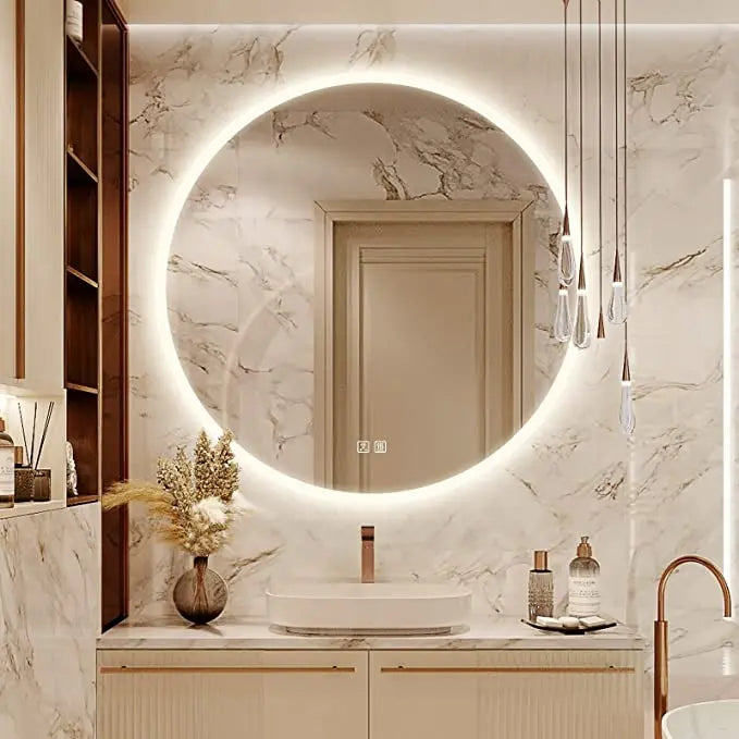 Round LED Bathroom, Vanity Mirror With Dimmable Lights