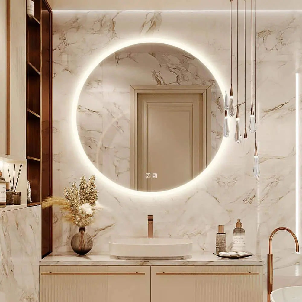 Round LED Bathroom, Vanity Mirror With Dimmable Lights