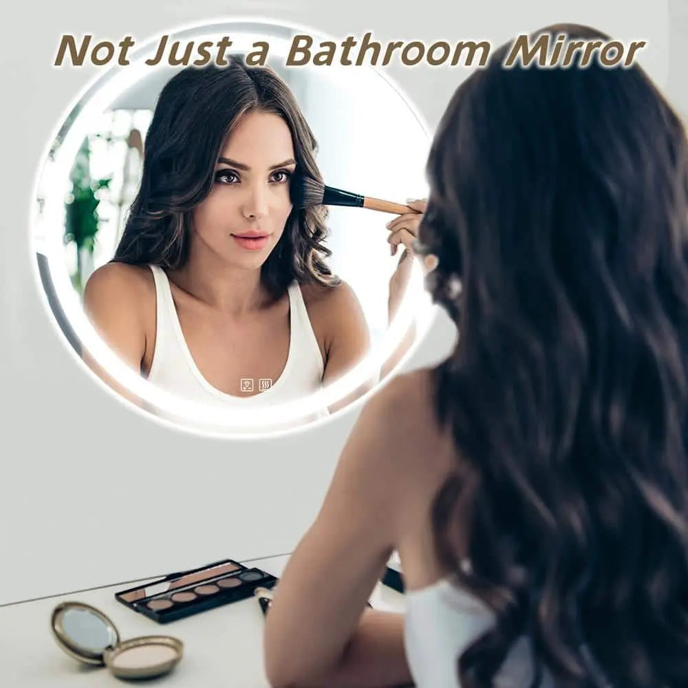 Round Led Mirror Bathroom, Vanity, With Dimmable Lights