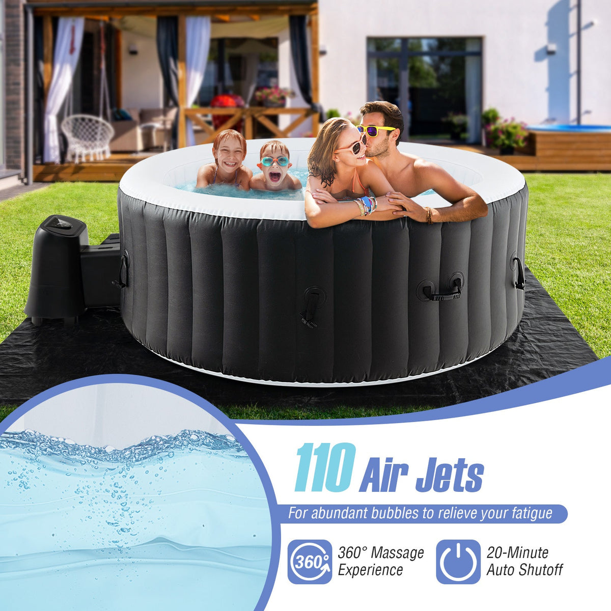 70/80 Inches Round SPA Pool Hottub with Air Jets Electric Heater Pump-S